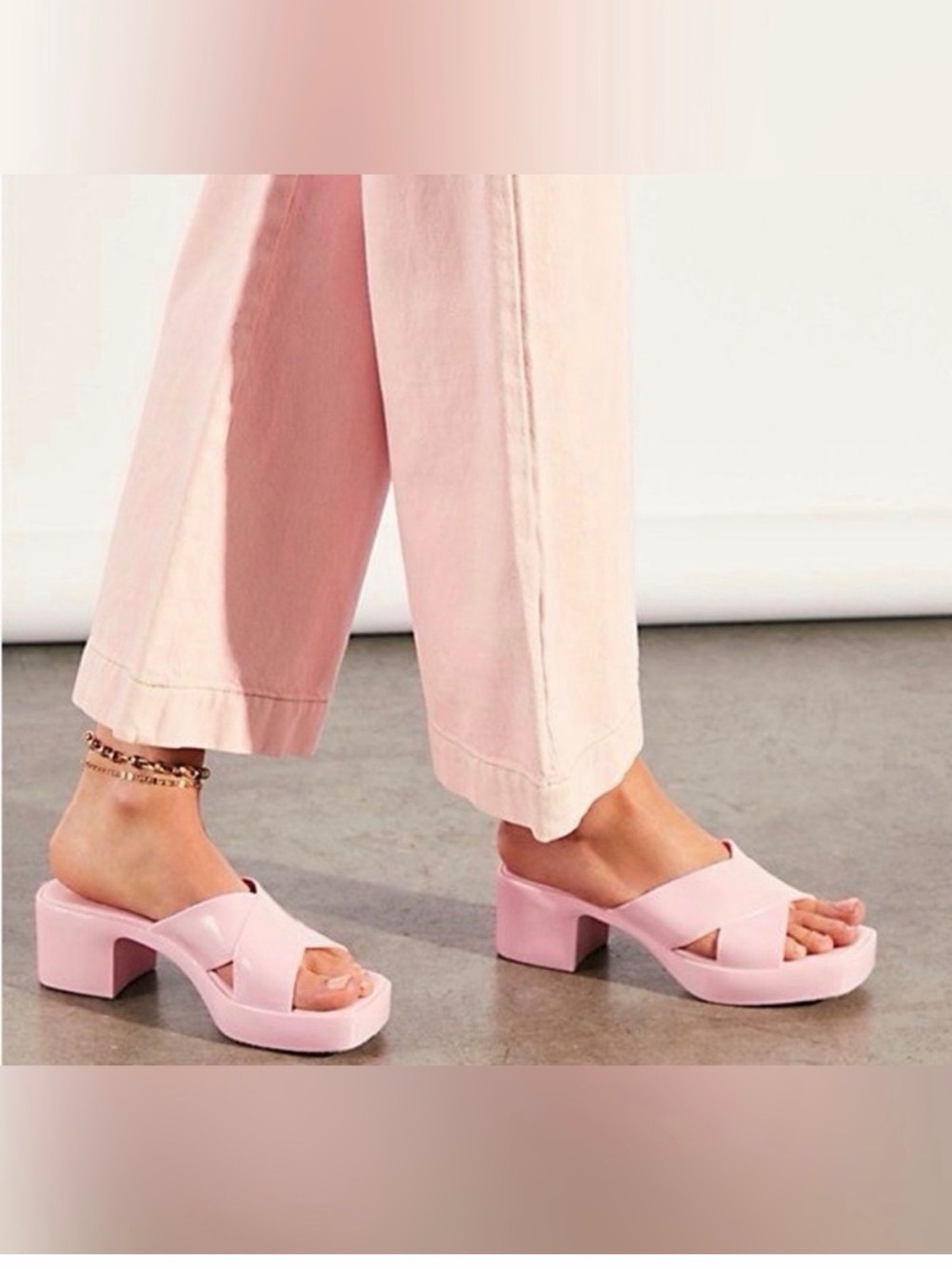 Jeffrey Campbell Baby Pink Jelly Block Heel Slides - 8 - Barbiecore Y2K 90s